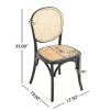 Vintage Rattan Dining Chairs Set of 2,Solid Wood Side Chairs with Cane Back and Seat,No Assembly for Kitchen or Dining Room–Maison Boucle - 3 of 4