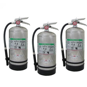 Amerex C260 6 Liter Class K Wet Chemical Fire Extinguisher with Stainless Steel Valve & Wall Hanger for Kitchen Use - 3 Pack - 1 of 3