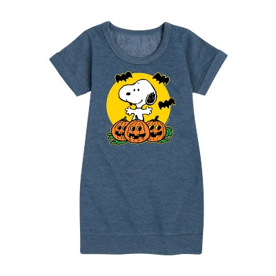 - Peanuts - Snoopy Pumpkin Patch Graphic Short Sleeve Fleece Dress