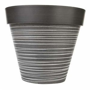Gardener's Select Wide Rim Plastic Planter with White Lines, Light Grey, 14in - 1 of 2