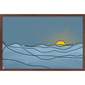 Trends International LINE AND BRUSH - Landscape Line Sunset Framed Wall Poster Prints - 1 of 4