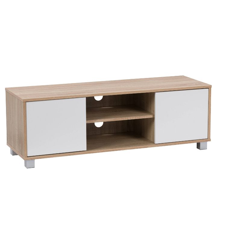 Hollywood Wood Grain TV Stand for TVs up to 55&#34; with Doors White and Brown - CorLiving, 3 of 12