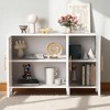 48" Three-Door Storage Cabinet with Vertical Pattern, Metal Handles & Pine Legs, Modern Sideboard for Living Room, Entryway, Study - 3 of 4