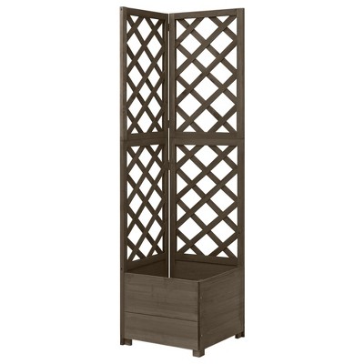 VidaXL Corner Trellis Planter Gray 15.7Inchx15.7Inchx59Inch Solid Fir Wood
