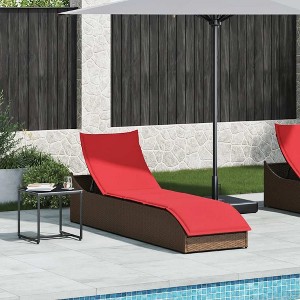vidaXL Folding Sun Lounger with Cushion and Storage Brown Poly Rattan - 1 of 4