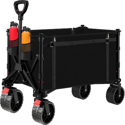 Heavy Duty Collapsible Folding Wagon Cart, Foldable Wagon with All-Terrain Wheels, Portable Utility Cart for Grocery, Garden