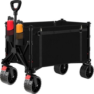 Heavy Duty Collapsible Folding Wagon Cart, Foldable Wagon with All-Terrain Wheels, Portable Utility Cart for Grocery, Garden - 1 of 4