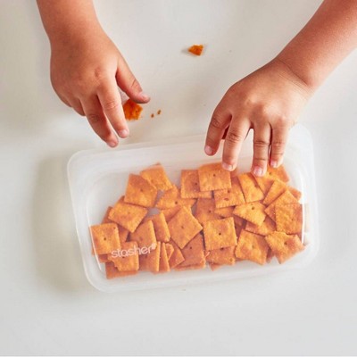 stasher Premium Silicone Reusable Food Storage Bags Lunch Starter Kit - Clear - 4pk: Microwave-Safe, Heat-Resistant, BPA-Free