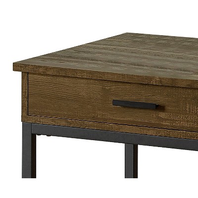 Byers Brown Oak and Black Square End Table with Drawer