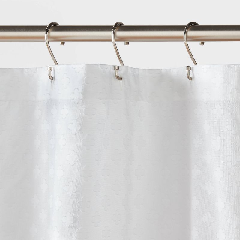 Textured Crochet Trim Shower Curtain White - Threshold&#8482;, 4 of 6