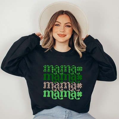 Simply Sage Market Women's Graphic Sweatshirt Lucky Mama Plaid and Leopard Stacked