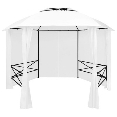 vidaXL Garden Marquee with Curtains 141.7"x122.8"x104.3" White 0.6 oz/ftÂ²