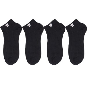 Anna-Kaci 4 Pairs Women's Ankle Mesh Socks with Bear Embroidery Lightweight Breathable Knit and Elastic Cuffs - 1 of 4