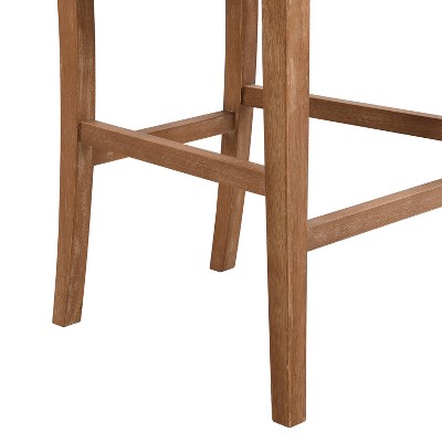 Modern Beige Fabric Counter Stools with Rubberwood Frame, Set of 2