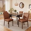 5 PCS Mid-Century Modern Style Dining Set, Channel-Stitched Chairs with Rubberwood Frame, Rubberwood Table with Metal Frame-Coolbibila - 3 of 4