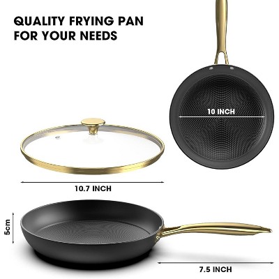 imarku 10 Inch Professional Cast Iron Skillet, Nonstick Frying Eggs Pan with Lid, Even Heat Conduction,Ergonomic Grip,Dishwasher Safe, Delicate Gift