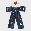 Teacher Icon Apple Pencil Glue Bottle Charm Denim Hair Bow Clip - Multicolor - 2 of 3