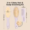 Baby Hair Brush and Comb Set, Oval Wooden Baby Brush Set for Newborns, Infant, Toddler Grooming Kit - 2 of 4