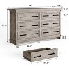 Jojoka Farmhouse 6 Drawer Dresser for Bedroom 55” Rustic Wood Chest with Vintage Handles - 3 of 4
