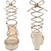 BLISSFUL STEP Women's Snake Print Open Toe Lace Up Wedge Sandals - 3 of 3
