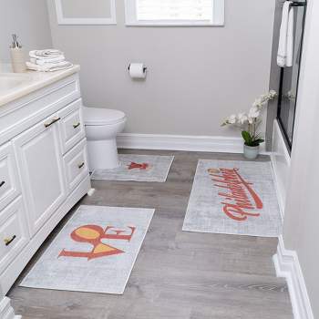 Bathroom Rugs 3 Piece Set - Non-Slip Ultra Thin Bath Rugs for Bathroom Floor - US States