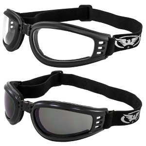 2 Pairs of Global Vision Eyewear Mach 3 Safety Motorcycle Goggles with Smoke, Clear Lenses - 1 of 4