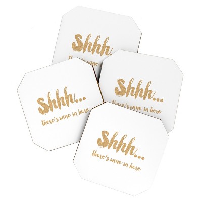 Allyson Johnson Shhh There's Wine in Here Set of 4 Coasters - Deny Designs
