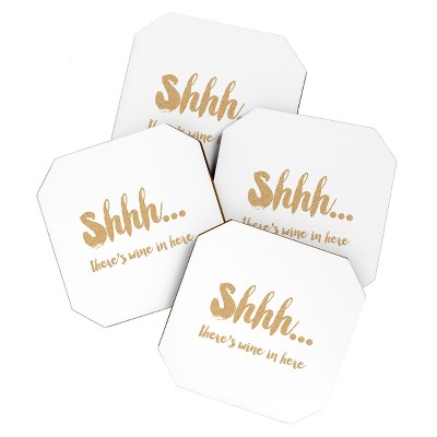 Allyson Johnson Shhh There's Wine in Here Set of 4 Coasters - Deny Designs