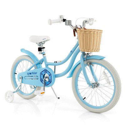Infans 18" Kid’s Bike with Training Wheels Adjustable Handlebar Seat Handbrake Blue