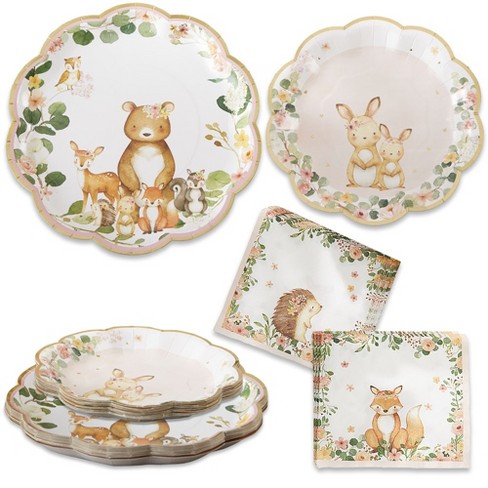 Kate Aspen Woodland Baby 9 in. Premium Paper Plates (Set of 16)