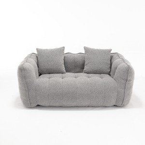 Cesicia 64.57 in-W x 33.86 in-D x 23.23 in-H Brown Chenille Soft Bean Bag Seat for 2 People - 1 of 4