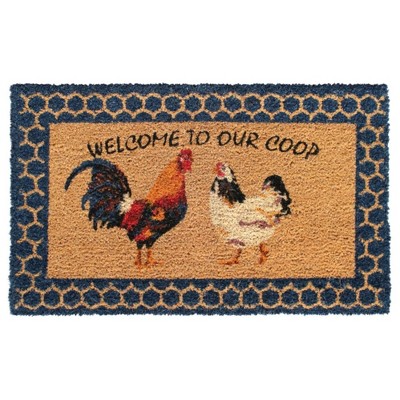 Raj Tufted Welcome to Our Coop Doormat Natural/Navy