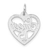 Black Bow Jewelry 14k White Gold Sweet 15 Heart Charm or Pendant, 16mm - 3 of 4