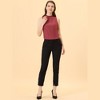 Allegra K Women's Sleeveless Frill Mock Neck Ruffle Chambray Blouse - 3 of 4