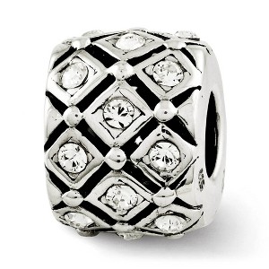 Black Bow Jewelry Sterling Silver with White Crystals April Lattice Bead Charm - 1 of 3