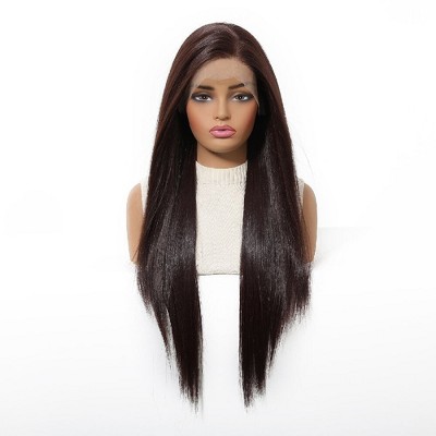 Jessie's Wig Long Straight Wig Heat Resistant Daily Party Costume Middle Part Synthetic Hair Shiny Brown 13x6 Lace Wigs 28 Inch 1 Pc/Pack