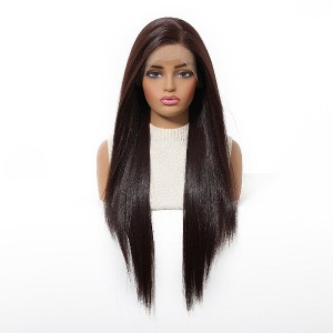 Jessie's Wig Long Straight Wig Heat Resistant Daily Party Costume Middle Part Synthetic Hair Shiny Brown 13x6 Lace Wigs 28 Inch 1 Pc/Pack - 1 of 4