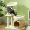 Angel Sar 31" Cat Tree Tower with Condo & Scratching Posts, Cream White Cat Activity Center with Beds, Platform & Toy Ball for Indoor Cats - 2 of 4