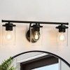LNC Clytaemnestric 21.6-in 3-Lights Black Cylinder Modern/Contemporary Bathroom Vanity Lights ,Clear Glass Shade - 2 of 4