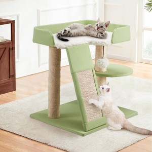 EROMMY Modern Cat Tower with Cat Scratching Post for Indoor Cats, Green - 1 of 4