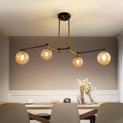 Ludomide 4-Light Modern Black And Gold Chandelier, Semi Flush Mount Adjustable Ceiling Light Fixture For Dining Room,Living Room, Kitchen, Bedroom