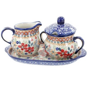 Blue Rose Polish Pottery K091 Manufaktura Cream & Sugar Set - 1 of 3