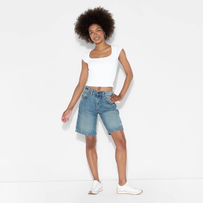 Women's Slim Fit Short Sleeve Square Neck T-Shirt - Wild Fable™