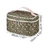 Unique Bargains Portable Peony Cosmetic Bag Green Pink 1 Pc - 2 of 3