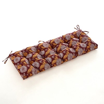 ARTPLAN Patio Bench Tufted Cushion with Tie,Outdoor Loveseat Cushion for Gliders,48x18 Inches,Floral