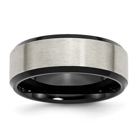 Black Bow Jewelry 8mm Titanium Brushed & Black Plated Beveled Edge Comfort Fit Band - image 1 of 4