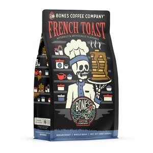 Bones Coffee Company French Toast Whole Coffee Beans Sweet & Buttery Flavor 12 oz Medium Roast  (Whole Bean) - 1 of 4