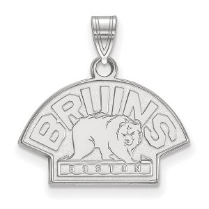 Black Bow Jewelry 10k White Gold Boston Bruins NHL Small Pendant - 1 of 3