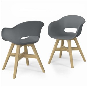 24 inch Wide Contemporary Outdoor Dining Chair in Plastic ( Set of 2 ) in Pebble Grey for the Dining Room - 1 of 4
