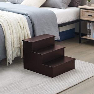 Kings Brand Furniture – Darien 3 Step Wood Step Stool for Adults or Kids, Dog Stairs - 1 of 4